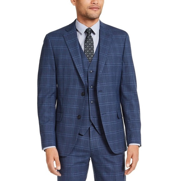 ALFANI - PLAID SLIM-FIT SPORTCOAT - NAVY BLUE - NWT - Picture 2 of 3
